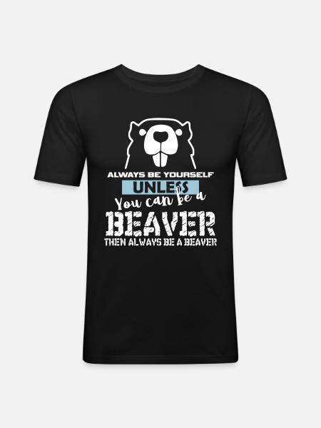 Biber Geschenk - Männer Slim Fit T-Shirt - Schwarz
