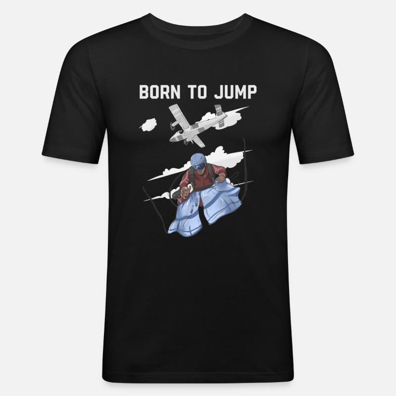 Parachutisme, né pour sauter - T-shirt près du corps Homme - noir