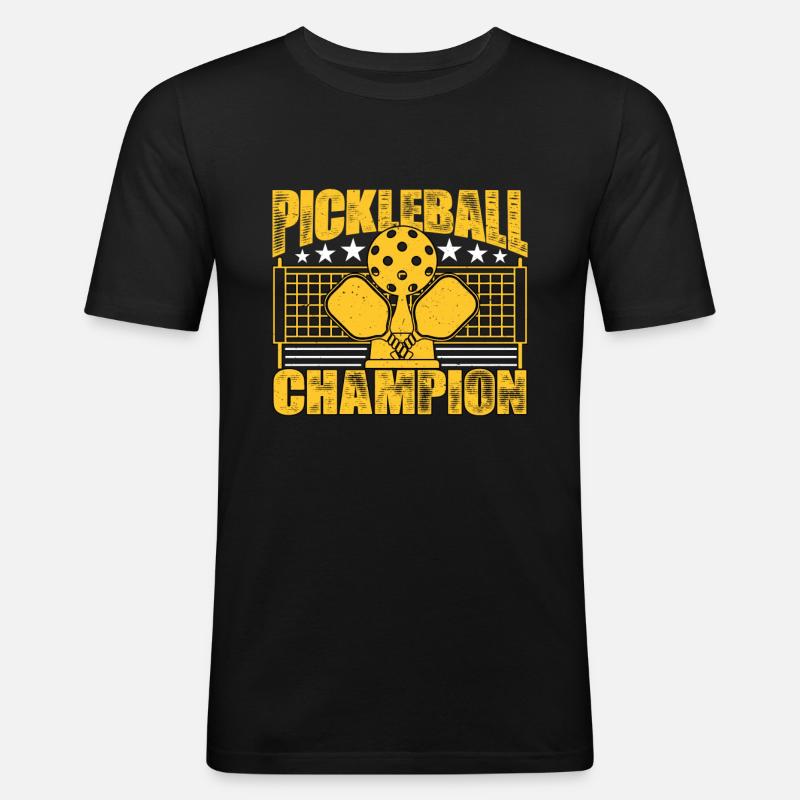 Pickleball-Champion - Männer Slim Fit T-Shirt - Schwarz