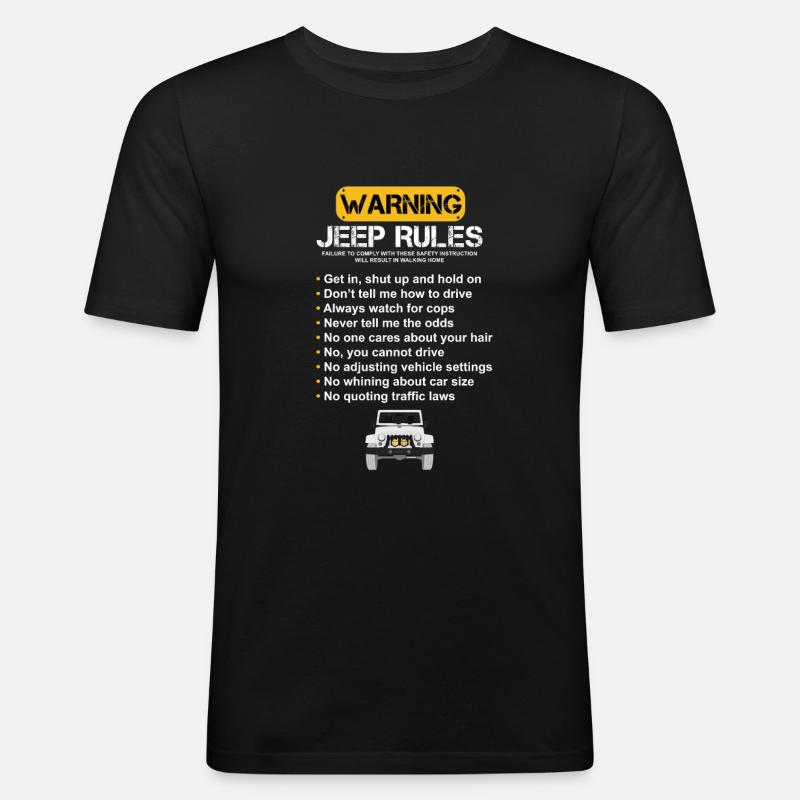 Warning Jeep Rules - Men's Slim Fit T-Shirt - black