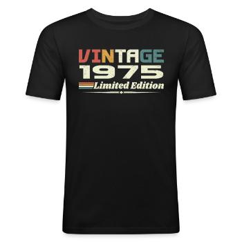 Vintage 1975 Gift 1975 Birthday 1975 Retro - Men's Slim Fit T-Shirt - black - Front - Nik (191cm)