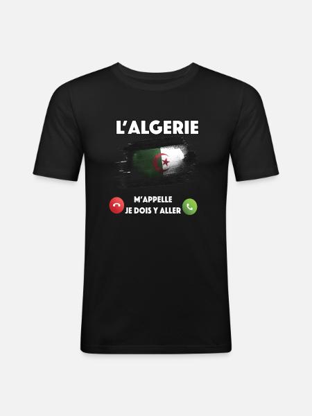 algerie - T-shirt près du corps Homme - noir