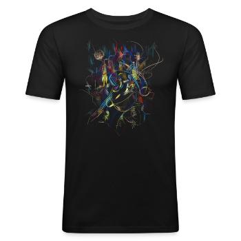 abstrakt - Männer Slim Fit T-Shirt - Schwarz - Vorne - Nik (191cm)