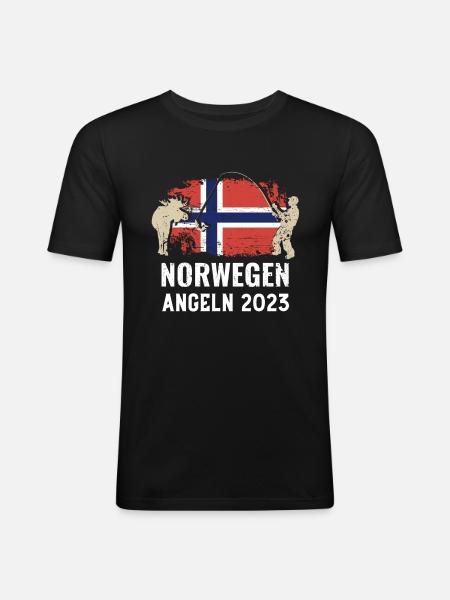 Norway Fishing 2023 - Men's Slim Fit T-Shirt - black