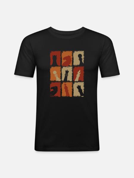 Chess Pieces Retro - Men's Slim Fit T-Shirt - black
