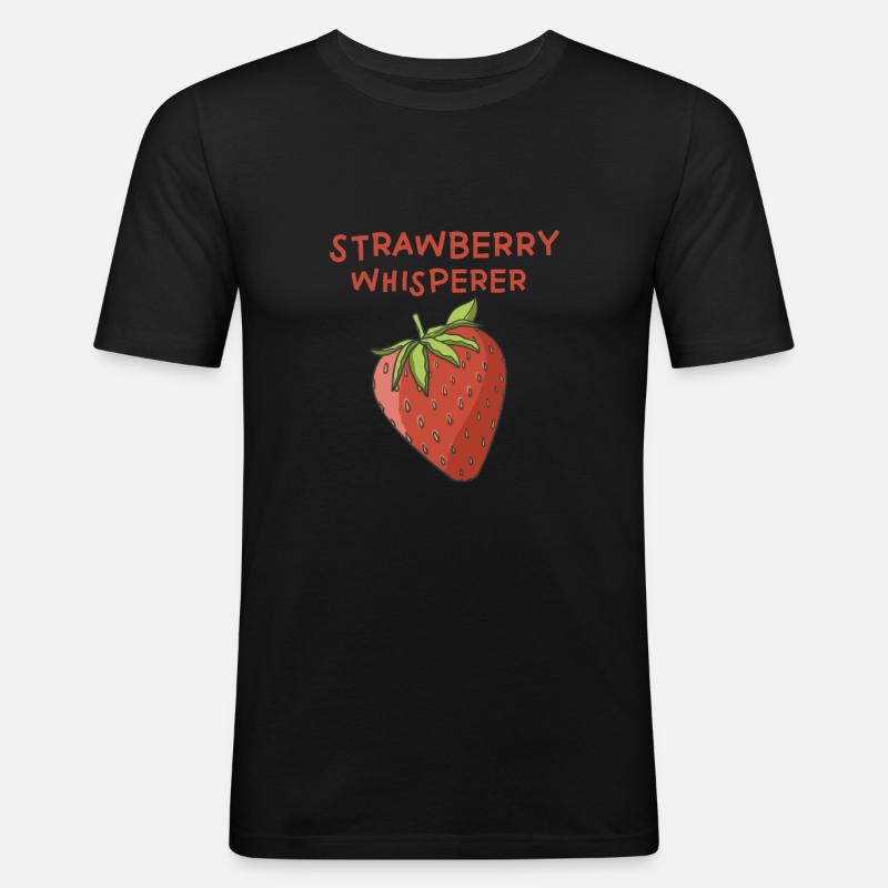Erdbeeren Flüsterer - Männer Slim Fit T-Shirt - Schwarz