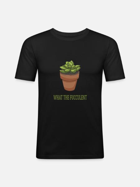 Plantes succulentes - T-shirt près du corps Homme - noir