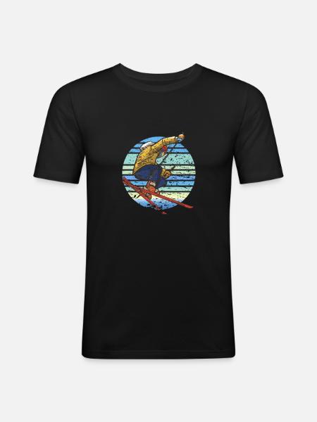 Skier Skiing Retro - Men's Slim Fit T-Shirt - black