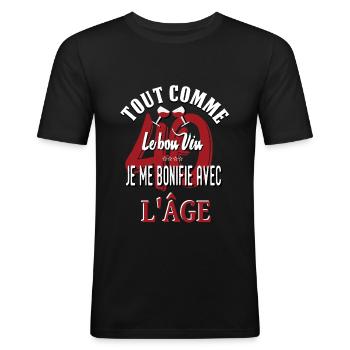 Jubiläum 40 Jahre 1980. Humor - Männer Slim Fit T-Shirt - Schwarz - Vorne - Nik (191cm)