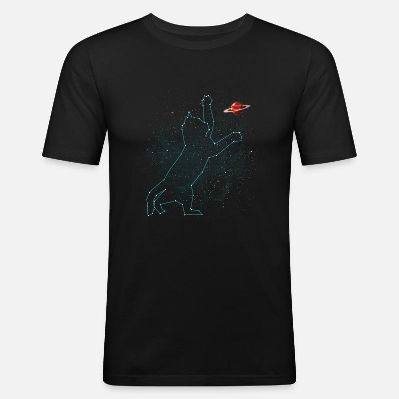 Konstellation der Katze - Männer Slim Fit T-Shirt - Schwarz