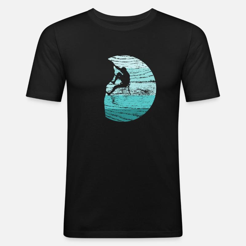 Klettern Kletterer Boulderer Retro - Männer Slim Fit T-Shirt - Schwarz