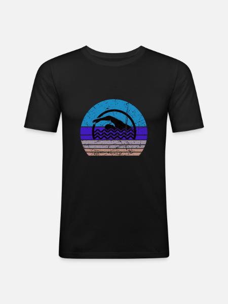 Nageur rétro - T-shirt près du corps Homme - noir
