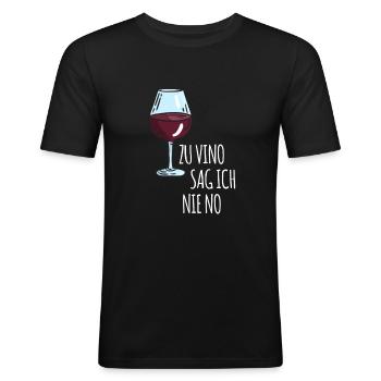 Wein Spruch Geschenkidee - Männer Slim Fit T-Shirt - Schwarz - Vorne - Nik (191cm)