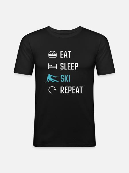 Skiing Eat Sleep Ski Repeat - Men's Slim Fit T-Shirt - black