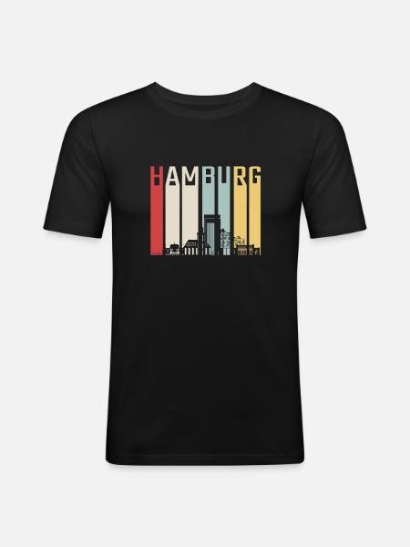 Hamburg Skyline Retro - Men's Slim Fit T-Shirt - black