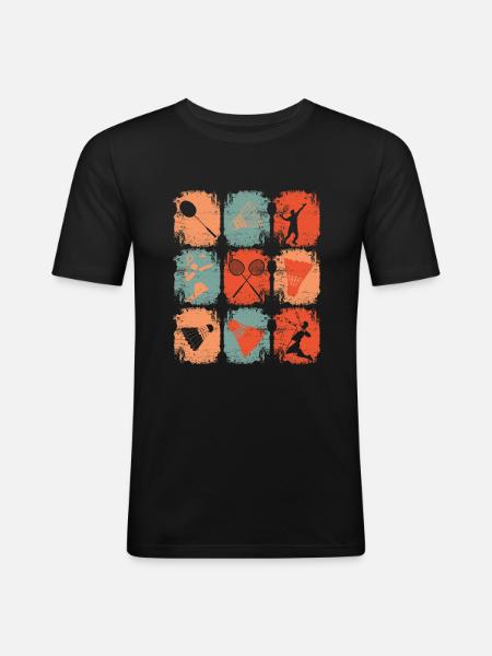 Badminton Retro - Men's Slim Fit T-Shirt - black