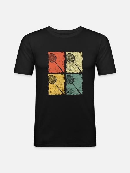 Badminton Racket Badminton Retro - Men's Slim Fit T-Shirt - black
