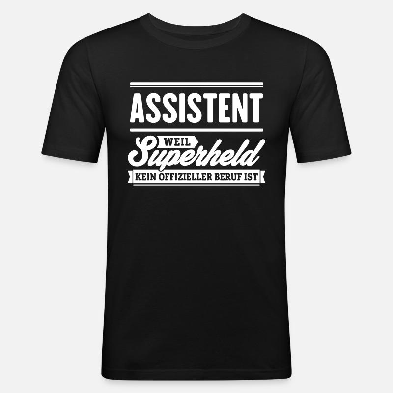 Superheld Assistent - Männer Slim Fit T-Shirt - Schwarz