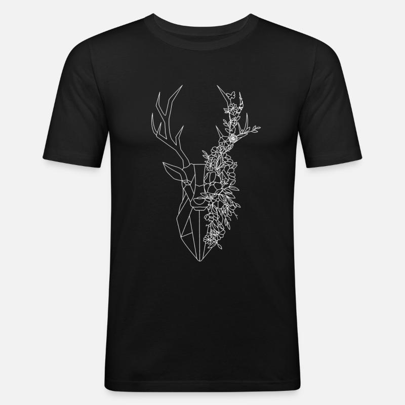 Hirsch - Männer Slim Fit T-Shirt - Schwarz
