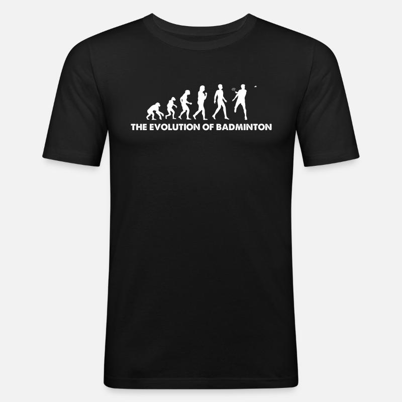 The Evolution Of Badminton - Männer Slim Fit T-Shirt - Schwarz