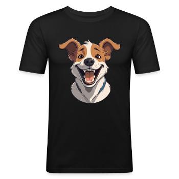Laughing Dog - Men's Slim Fit T-Shirt - black - Front - Nik (191cm)