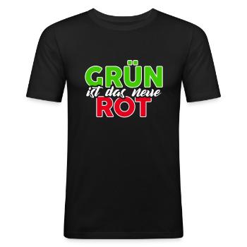 die Grünen - Männer Slim Fit T-Shirt - Schwarz - Vorne - Nik (191cm)