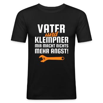 Vater Klempner - Männer Slim Fit T-Shirt - Schwarz - Vorne - Nik (191cm)