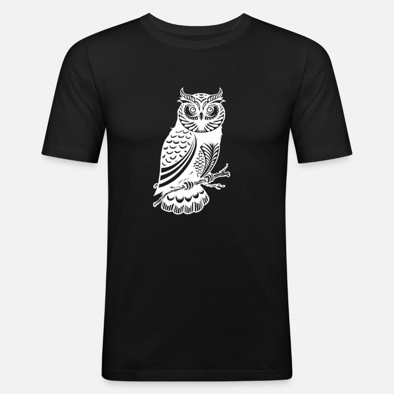 Hübsche Eule - Männer Slim Fit T-Shirt - Schwarz