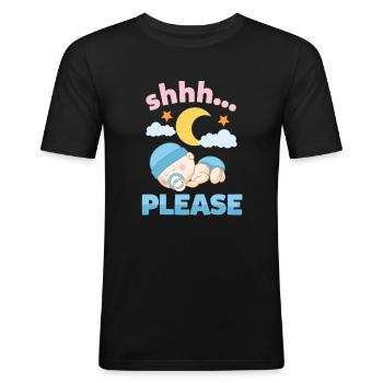 Shhh bébé dort douce - T-shirt près du corps Homme - noir - Devant - Nik (191cm)