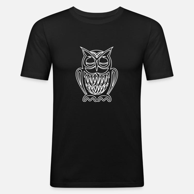 Chiller Eule - Männer Slim Fit T-Shirt - Schwarz