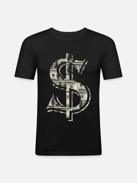 dollar filled with $ 100 bills - Men's Slim Fit T-Shirt - black