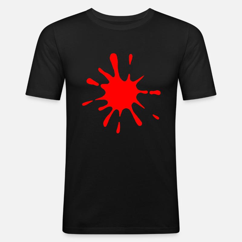 Kleks ROT - Männer Slim Fit T-Shirt - Schwarz