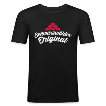 Schwarzwälder Original - Männer Slim Fit T-Shirt - Schwarz - Vorne - Nik (191cm)