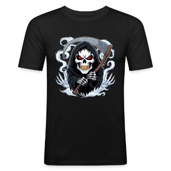 Grim Reaper Horror Movie Fan - Men's Slim Fit T-Shirt - black - Front - Nik (191cm)