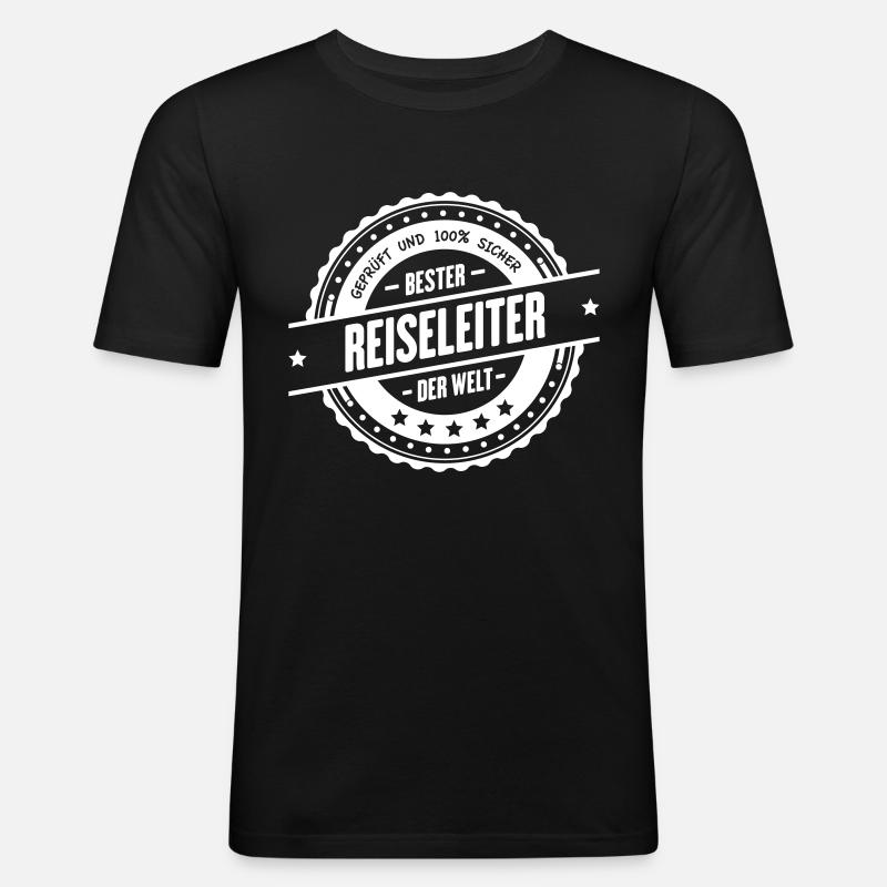 Bester Reiseleiter - Männer Slim Fit T-Shirt - Schwarz