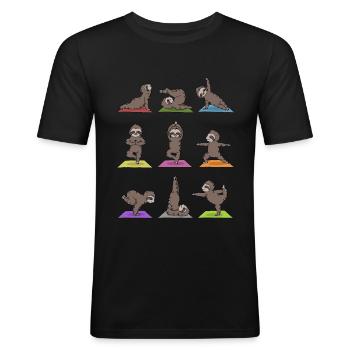 Yoga Sloth Meditation Yogi Namaste Gift - Men's Slim Fit T-Shirt - black - Front - Nik (191cm)