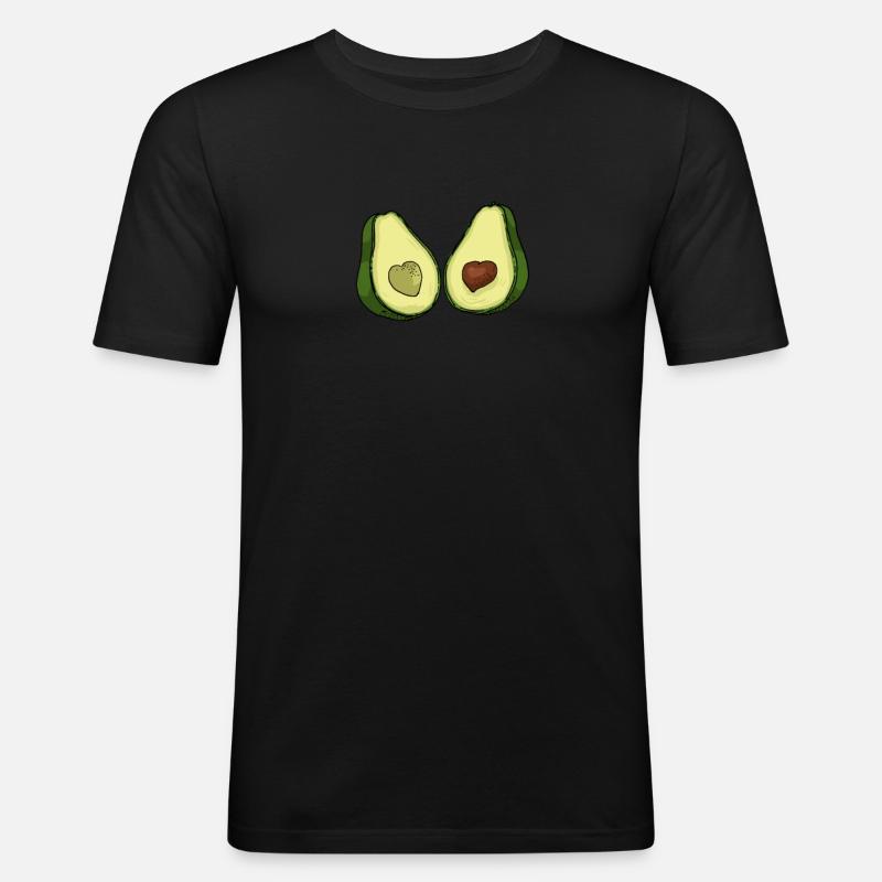Avocado Herz - Männer Slim Fit T-Shirt - Schwarz
