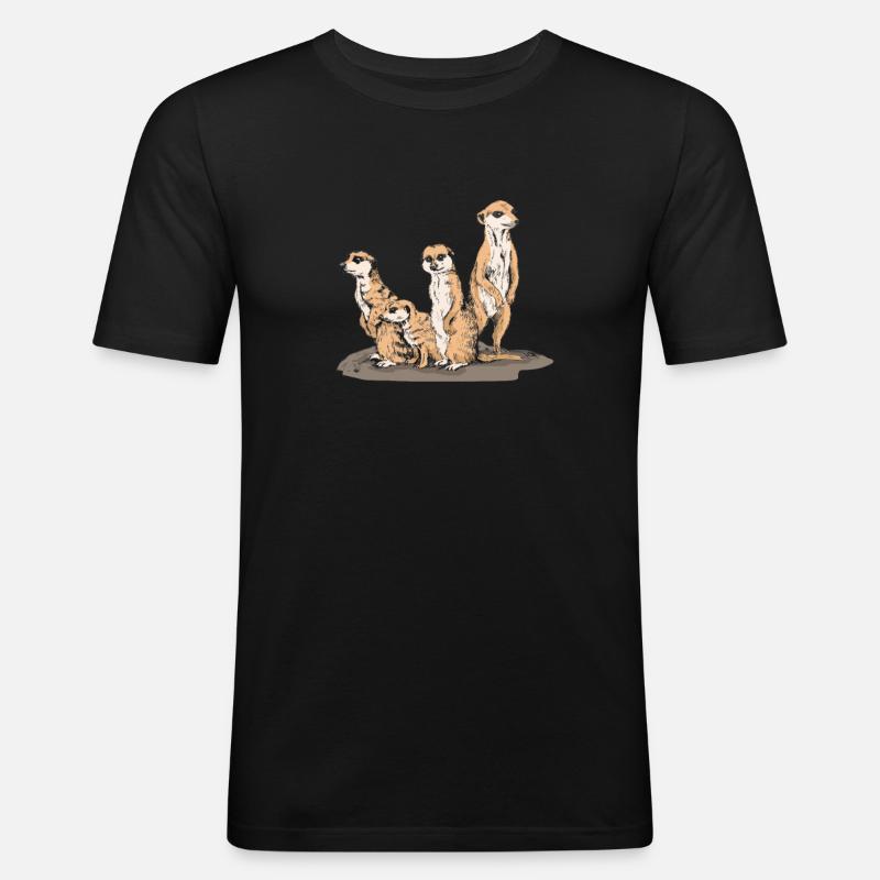Erdmännchen - Männer Slim Fit T-Shirt - Schwarz