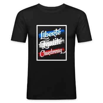 Liberte Egalite Chardonnay - Men's Slim Fit T-Shirt - black - Front - Nik (191cm)
