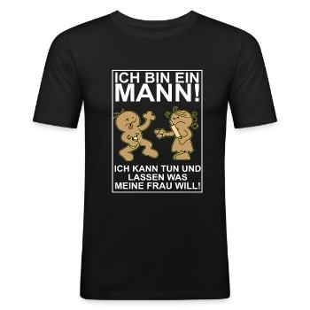 Mann Ehefrau Spruch Lustig Geschenk - Männer Slim Fit T-Shirt - Schwarz - Vorne - Nik (191cm)