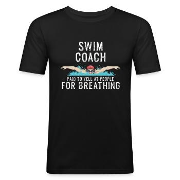 Schwimmlehrer Schwimmtrainer Geschenk Schwimmer - Männer Slim Fit T-Shirt - Schwarz - Vorne - Nik (191cm)