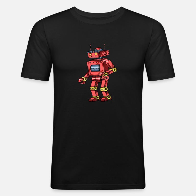 Roboter - Männer Slim Fit T-Shirt - Schwarz