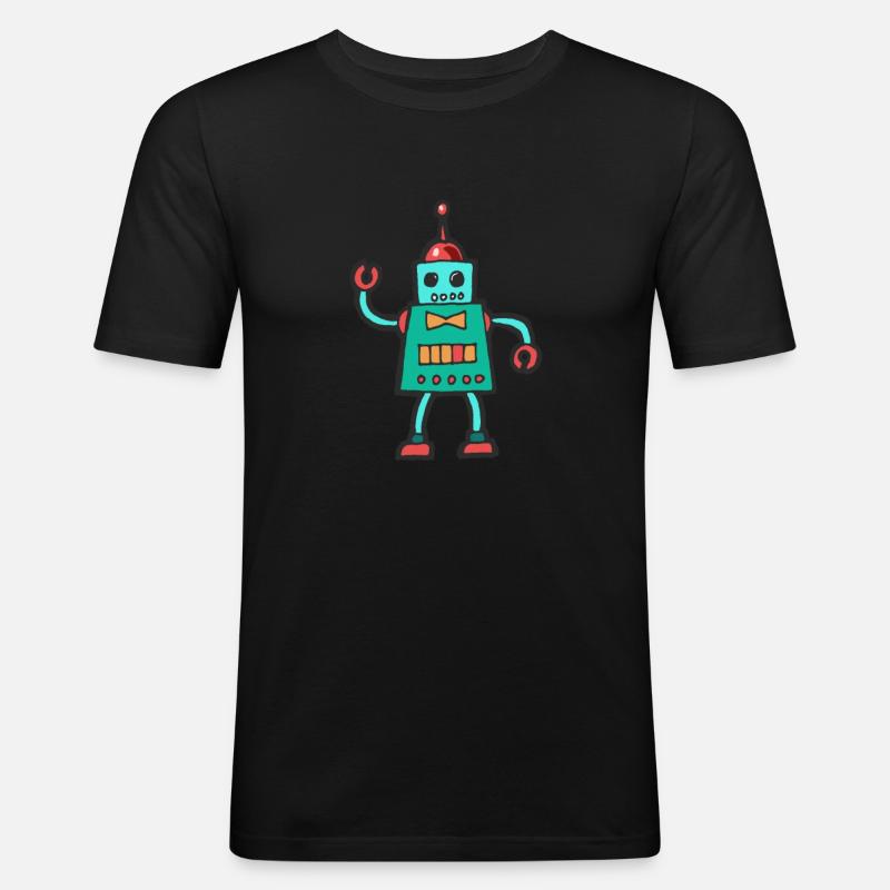 Roboter - Männer Slim Fit T-Shirt - Schwarz
