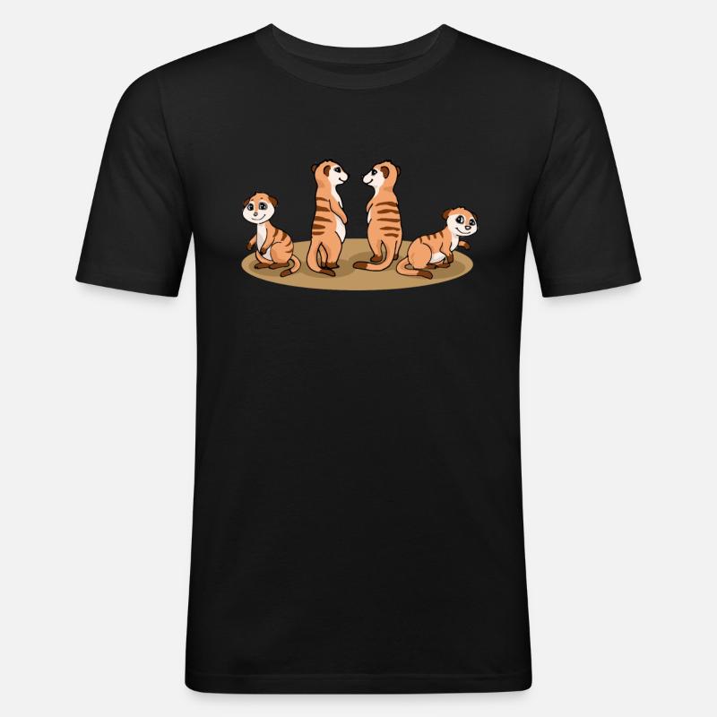 Erdmännchen - Männer Slim Fit T-Shirt - Schwarz