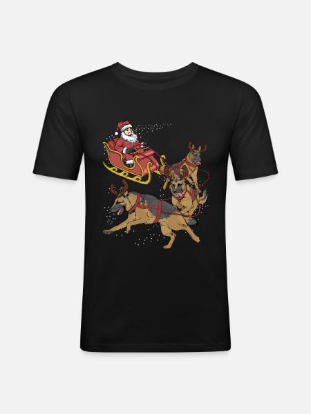 German Shepherd Christmas - Men's Slim Fit T-Shirt - black