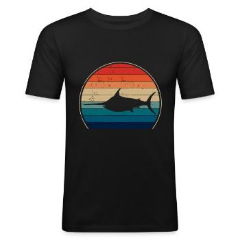 Schwertfisch - Männer Slim Fit T-Shirt - Schwarz - Vorne - Nik (191cm)
