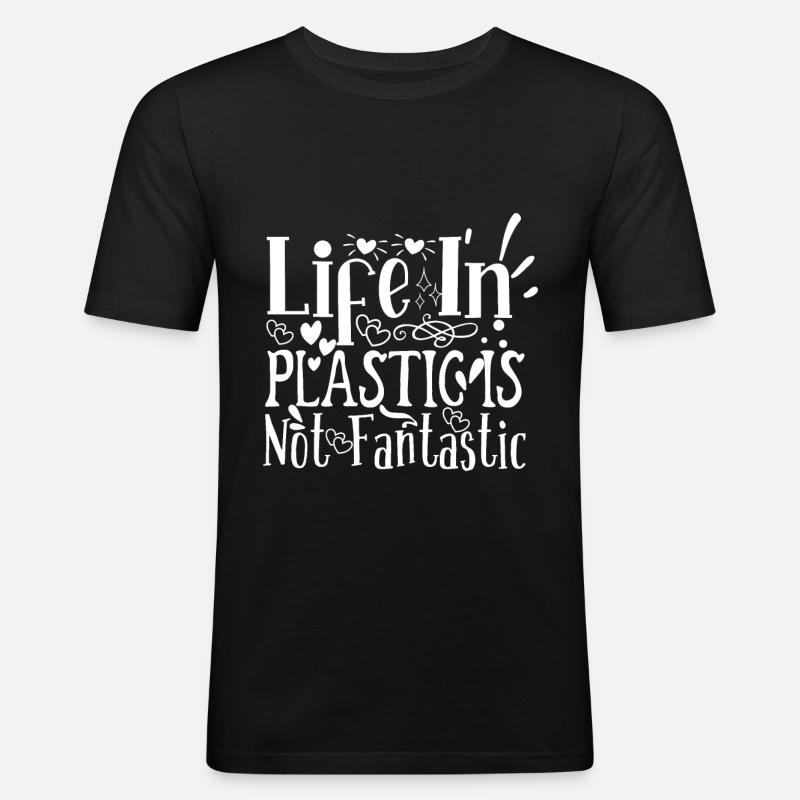 Plastik Umweltschutz - Männer Slim Fit T-Shirt - Schwarz