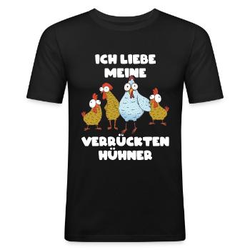 Hühner Huhn Hühnerstall Landwirt - Männer Slim Fit T-Shirt - Schwarz - Vorne - Nik (191cm)