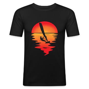 windsurfen Windsurfer Wassersport - Männer Slim Fit T-Shirt - Schwarz - Vorne - Nik (191cm)