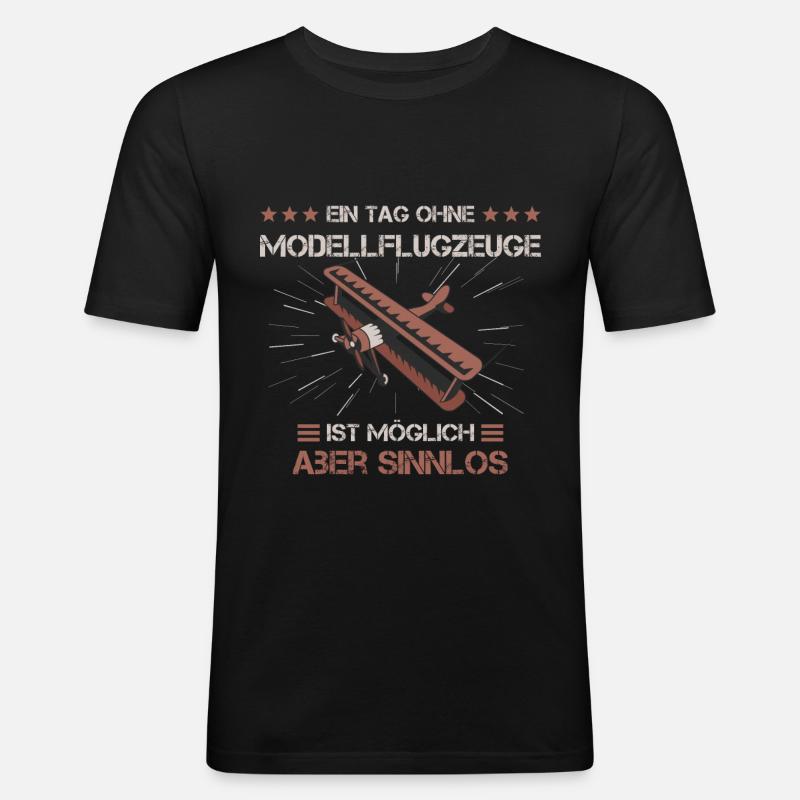 Modellfliegen Modellflugzeug Modellbauer Geschenk - Männer Slim Fit T-Shirt - Schwarz